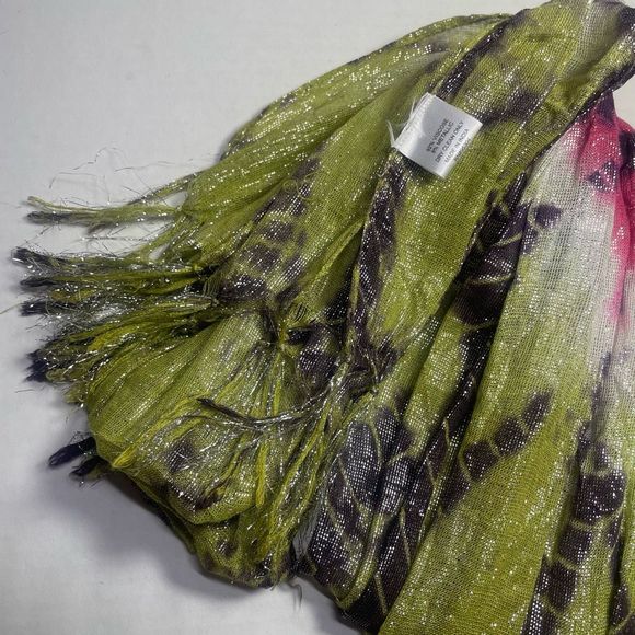 NWOT Tie Dye Viscose Scarf Green, Purple, Pink, White - Picture 10 of 14